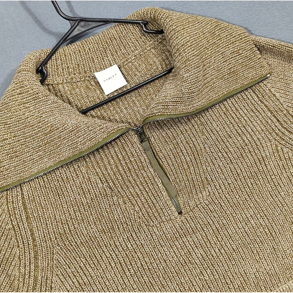 Varley Sweater Women's L Dark Olive Speckle Mentone Half Zip Knit Pullover